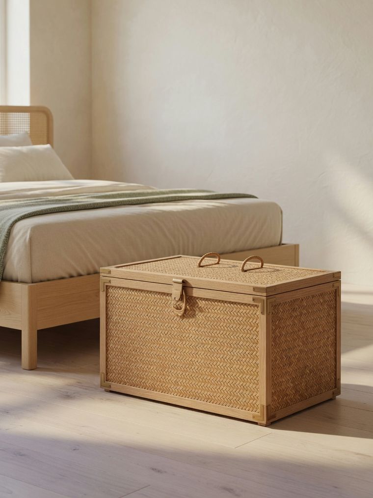 Rattan Lidded Trunk