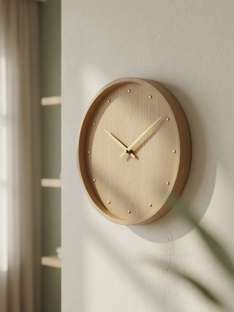 Minimal Oak Wall Clock